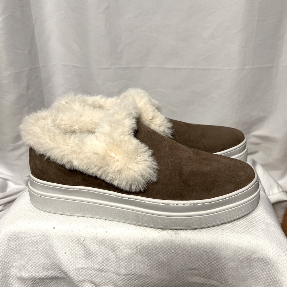 Women's Brown Faux Fur Lined Slip-On Shoes